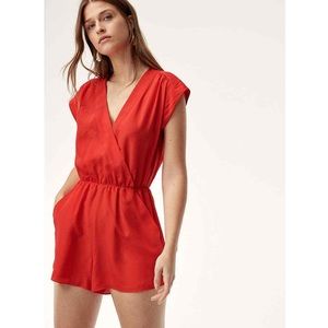 Babaton Red Corbette 100% Silk Romper